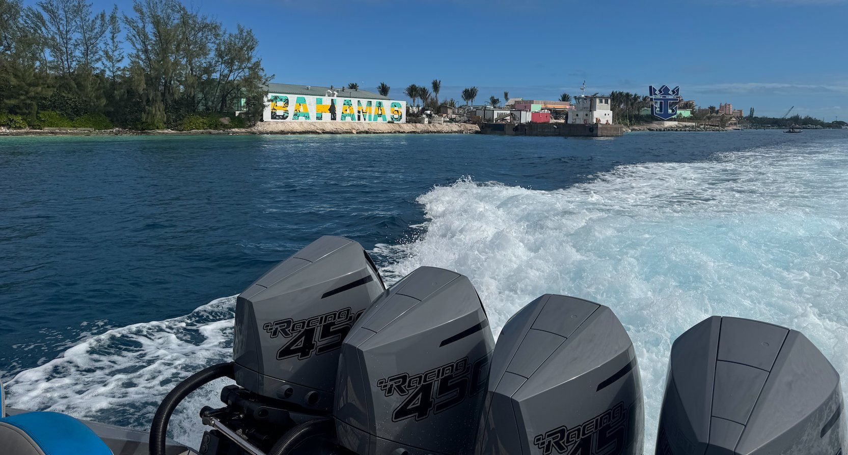 Cruising past Bahamas sign